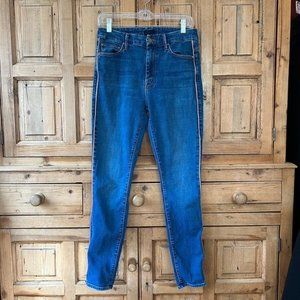 Women's Mother Jeans 29 High Waisted Looker Pink Stripe Skinny Jeans